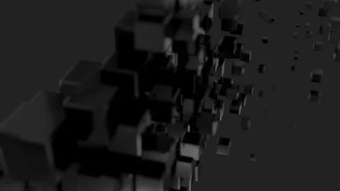 Dark abstract background of shiny cubes changing size and flying. Looped 库存影片 155710864