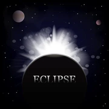 Dark abstract background with a solar eclipse. Vector illustration. 스톡 일러스트