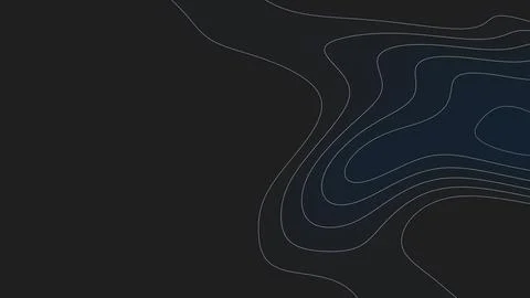 Dark abstract background with thin flowing contour lines and soft blue grad.. Stock Illustration