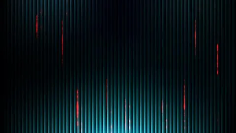 Dark abstract background with vertical metallic lines cyan glow and electri.. Stockillustratie