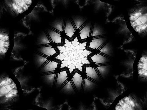 Dark abstract background with white colored star in the middle Stock Illustration