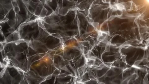 Dark abstract background with white smoke-like neural strands, glowing conn.. Stock Illustration