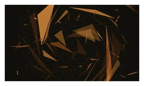 Dark abstract composition featuring golden sharp triangles and tiny particl.. 스톡 일러스트