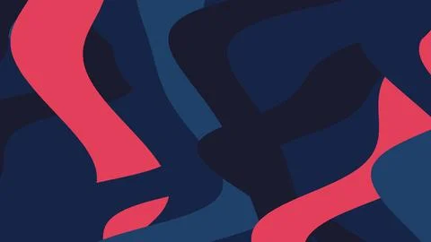 A dark abstract composition featuring overlapping navy blue shapes with coral 库存插图