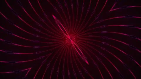 Dark abstract computer generated backdrop. 3d rendering of a tunnel of neon rays Stock-Illustration