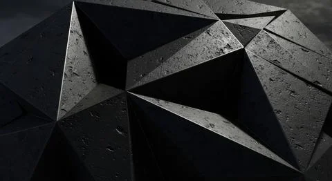 Dark abstract geometric background with black triangular shapes and shadows Illustrazione stock