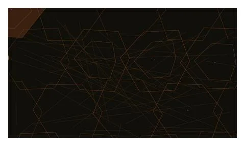 Dark abstract geometric background with brown wireframe structures and thin.. Stock Illustration