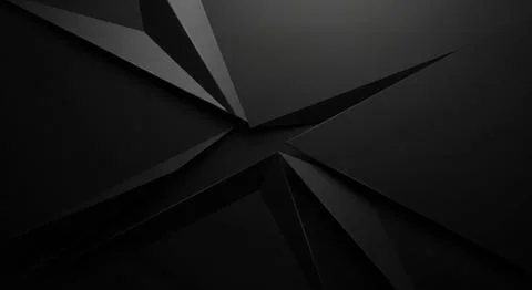 Dark abstract geometric background with sharp modern angular shapes in black Stock Illustration