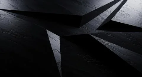 Dark abstract geometric shapes with dramatic lighting and shadows in modern.. Stock Illustration