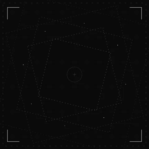 Dark Abstract Geometric Square Tunnel with Glowing Dots and Circle Portal Stock Footage 346282573