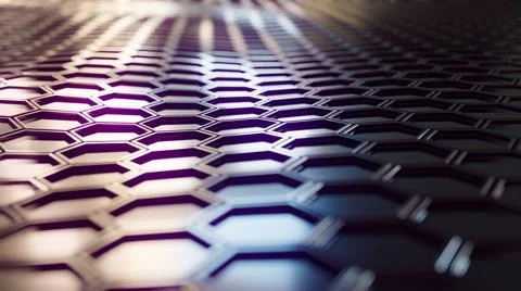 Dark, abstract, hexagonal background pattern with bright highlights Stock Illustration