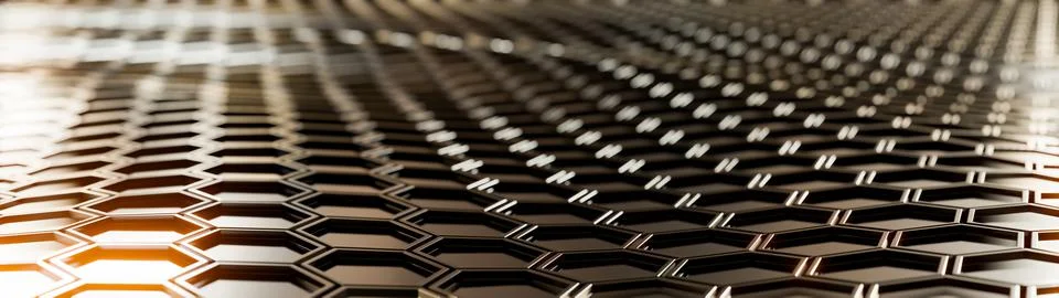 Dark, abstract, hexagonal background pattern with bright highlights Stock Illustration