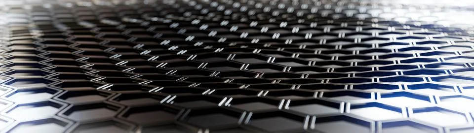 Dark, abstract, hexagonal background pattern with bright highlights Stock Illustration