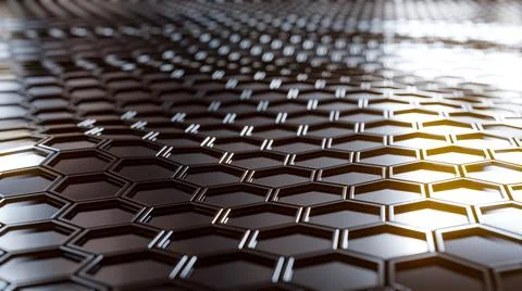 Dark, abstract, hexagonal background pattern with bright highlights Stock Illustration