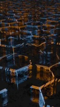 Dark Abstract Hexagonal Pattern with Blue and Orange Light Reflections.. 스톡 일러스트