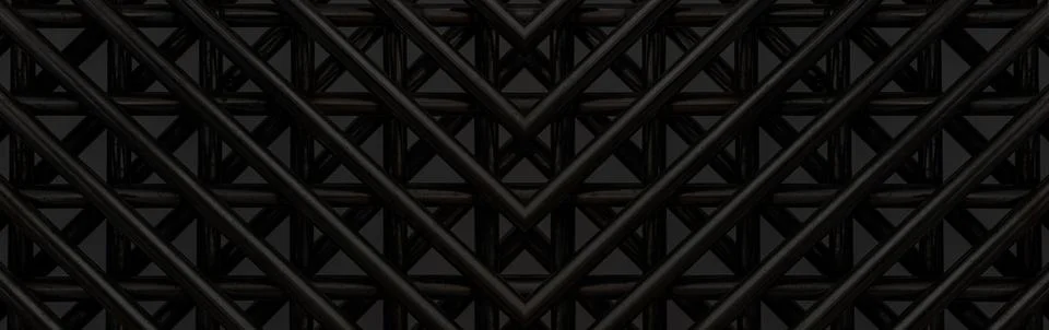 Dark abstract lattice structure creating geometric pattern Stock Photos