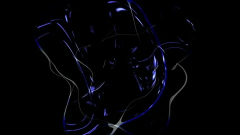 Dark abstract liquid waves with blue highlights on black background footage Vídeos de archivo 334139842