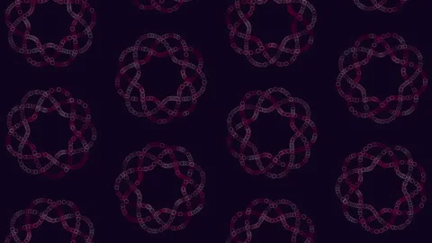 Dark abstract looping circle pattern background with geometric circular knot Vídeos de archivo 334139547