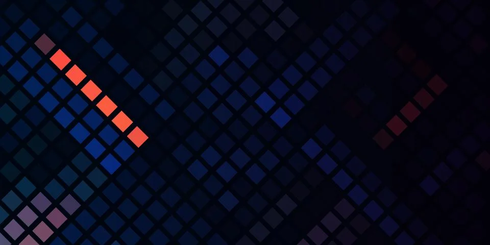 Dark Abstract Mosaic Tile Pattern Background with Orange Blue Accent Illustrazione stock