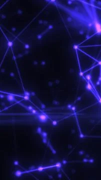 Dark abstract network with blue and purple glowing nodes and connecting lin.. 스톡 일러스트