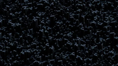 A dark, abstract pattern featuring dense, glowing geometric shapes that evoke co Stock Footage 340237897