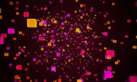 Dark abstract space of bright cubes 3d illustration Stockillustratie