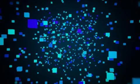 Dark abstract space of bright cubes 3d illustration Stockillustratie