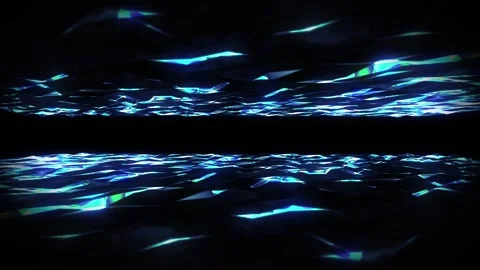 Dark abstract surface with glowing blue reflections forming a sleek digital Stock Footage 331997225