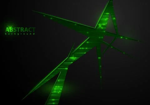 Dark Abstract Tech Background with Green Elements Illustrazione stock
