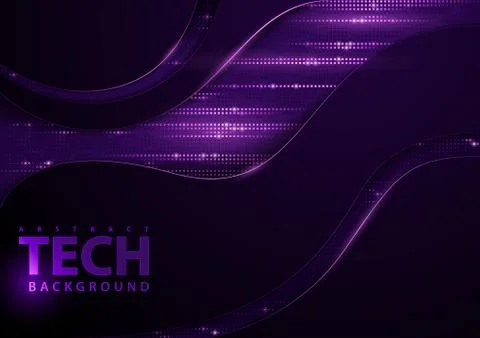 Dark Abstract Tech Background with Purple Elements Stock Illustration