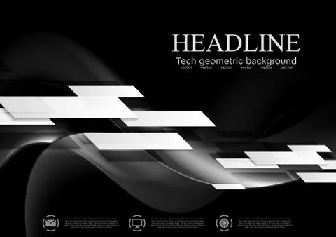Dark abstract tech wavy background Illustrazione stock