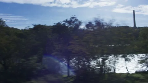 Dark abstract view on a landscape from train Stock Footage 202013982