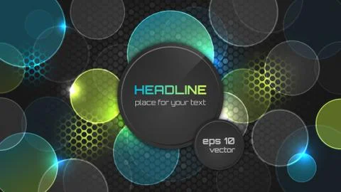 Dark abstract wallpaper with circle pattern and place for your headline. Stock Illustration