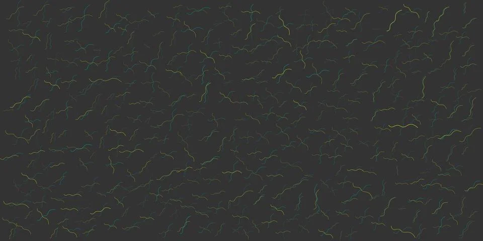 Dark Abstract Waved Background - Hand Drawn Winding Curves Pattern, Wide Sc.. Stock Illustration