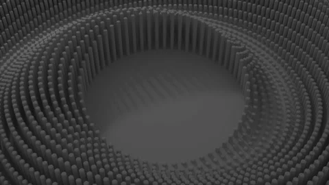 Dark Abstract Waving Circle Of Cylinders Loop Video stock 145438835