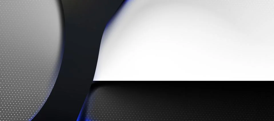 Dark abstract white, black composition, hex texture, minimal technology shapes Stock Illustration