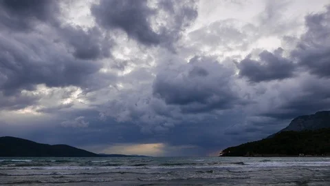 Dark Aegean Sunset in Autumn (Partial Time Lapse) Stock Footage 86339000