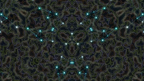 Dark Alien Sci-Fi Neural Network with Glowing Cyan Nodes Stock Footage 332787371