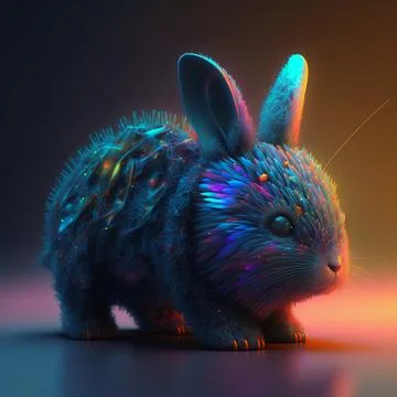 Dark alien wallpaper with fluffy rabbit Stock Illustration
