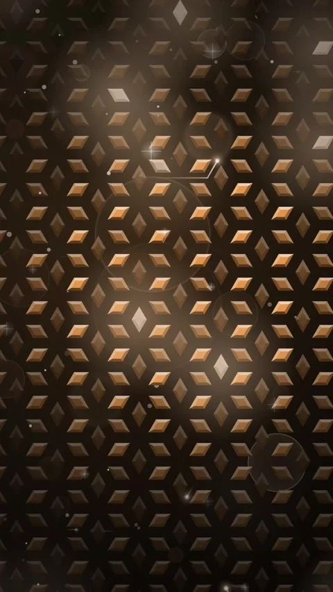 Dark Amber Beveled Cubes Pattern with Moving Spotlight Loop Stock Footage 345125247