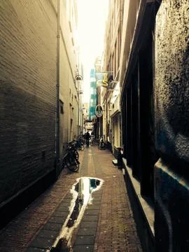 Dark Amsterdam Alley Stock Photos