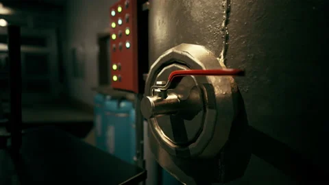 Dark and abandoned interior of a power plant Video stock 233522639
