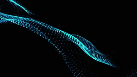 Dark and blue abstract background with a glowing abstract waves Stock Footage 220048924