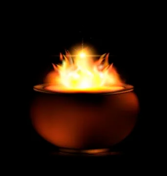 Dark and burning pot Stock Illustration