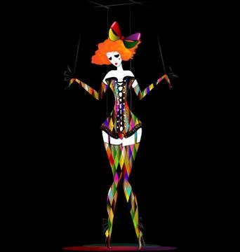 Dark and colored puppet Stock Illustration