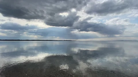 Dark and dramatic stormy clouds over sea Stock Footage 168616678