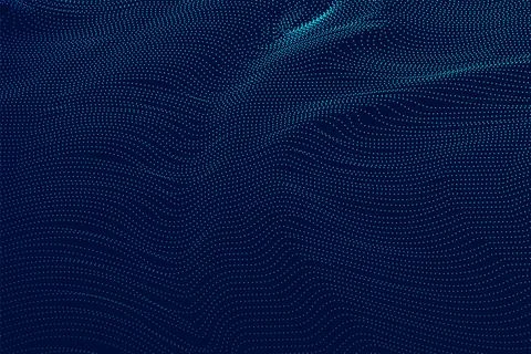 A dark and dynamic background with a flowing, wave-like pattern of blue dot.. Stock Illustration