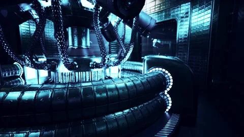 Dark and empty electricity laboratory Illustrazione stock