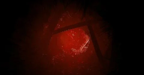 Dark and intense visual depicting an abstract red landscape in shadow Stock Illustration