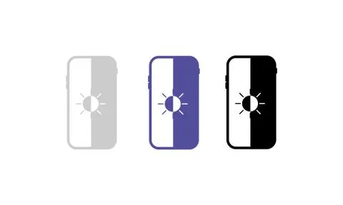 Dark and light theme icon set. Switch on and off. Mobile screen. Vector on is Illustrazione stock
